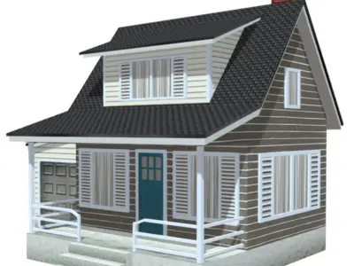 American Style Cottage - Town House Model Low-poly 3D model get