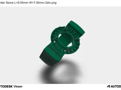 Men Ring with Oval Stone 3D print model