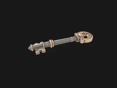 antique 1950s key design Low-poly 3D model