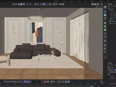 Living Room Blue Balance Low-poly 3D model