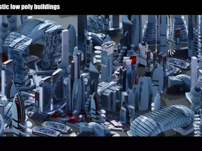 35 Futuristic Buildings VOL 3 Low-poly 3D model