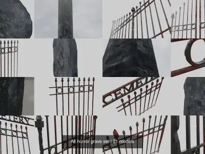 All horror grave set 3D Model Pack