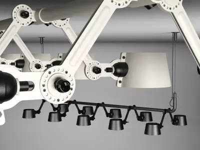 B P 10 P light fixture with six lamps hanging from it 3D model