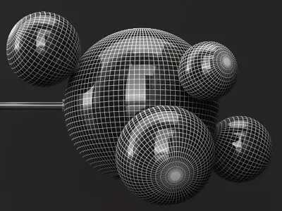 Giopato and Coombes floor lamp BOLLE 6 bubble FROST  GOLD 3D model