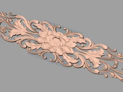 Door flower 3D relief STL Model for CNC woodworking carving E260 3D model