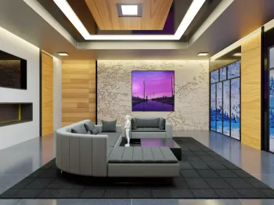 MODERN LIVING ROOM Low-poly 3D model