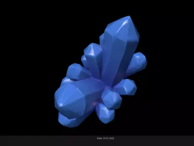 Low Poly Stylized Light Blue Crystal Cluster Low-poly 3D model