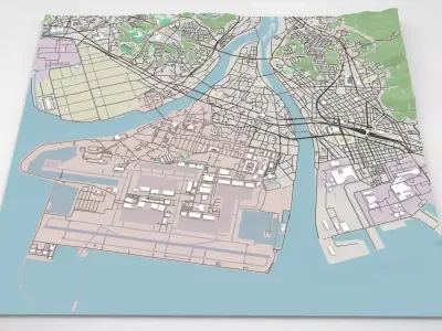 Cityscape Iwakuni Japan 3D model