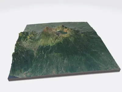 Mount Rijani - Indonesia - Lombok - 3D Map 3D print model