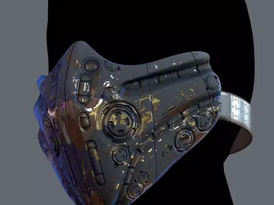 Gas mask helmet 3d model scifi Low-poly Low-poly 3D model