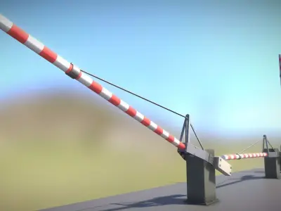 Low-Poly Railroad Barrier 4m Low-poly 3D model