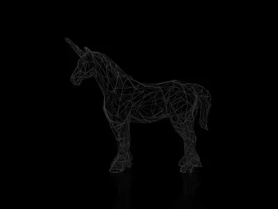 Unicorn Wireframe Low-poly 3D model