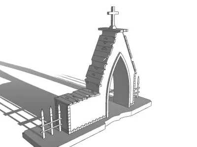 Entrance to the cemetery 3D  Entrada al cementerio  Low-poly 3D model