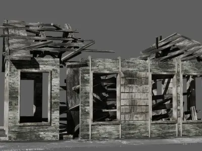 Abandoned old house - realistic low poly Low-poly 3D model buy