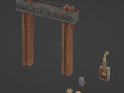 Stylized rusty metal structures asset pack Low-poly 3D model