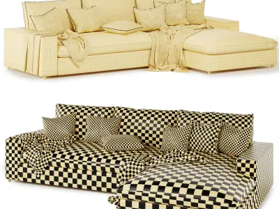 L Shaped Sectional Sofa Right Hand 3D model