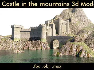 A castle in the mountains- 3d Model 3D model