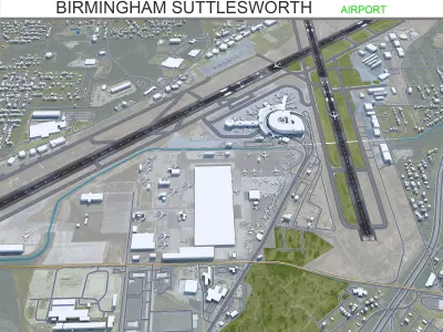 Birmingham Suttlesworth Airport 10km Low-poly 3D model