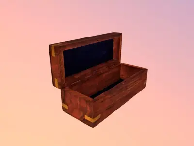 Wooden Box Low-poly 3D model