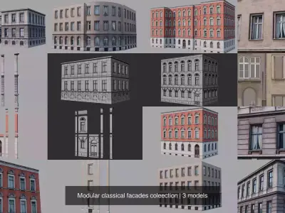 Modular classical facades coleection 3D Model Pack