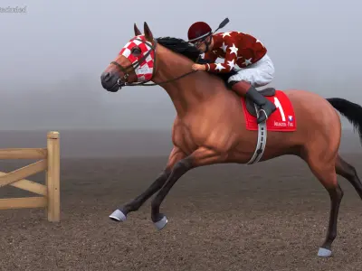  Running Bay Racing Horse with Jokey 