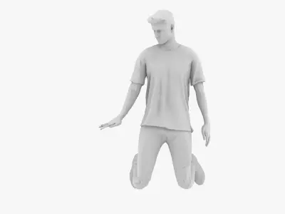 Boy Kneeling 3D print model