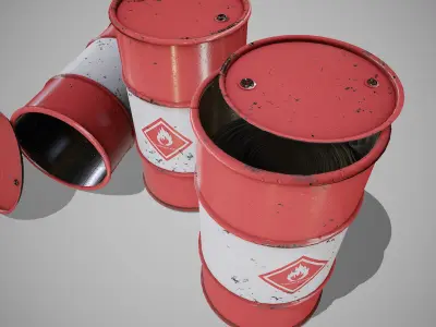 Barrels red new Low-poly 3D model