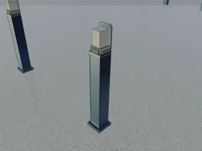 Street Light 8 Bollard 900 mm Futuristic Blue Version 2 Low-poly 3D model