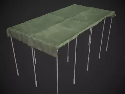 Canopy table with cloth Low-poly 3D model