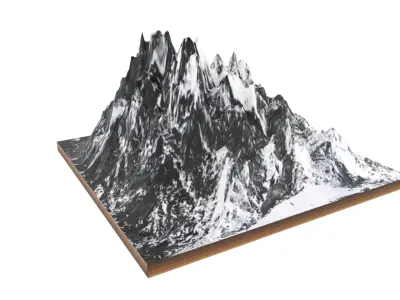 Volcano mountain with snow Low-poly 3D model