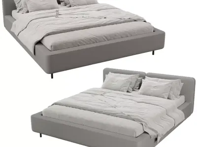 Modern Upholstered Platform Bed 3D model