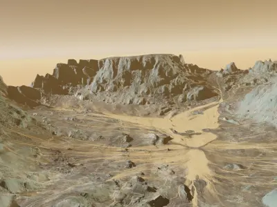 Mountain with sediment flow 3D model