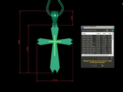 Light Gold 18K Cross Pendant 2CP042 3D print model