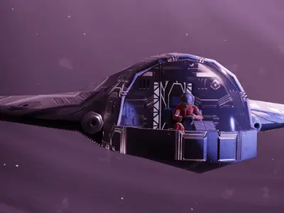Ship arriving on planet earth Low-poly 3D model