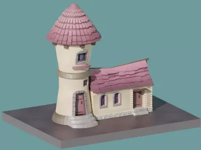 Cartoon Fantasy House Low-poly 3D model