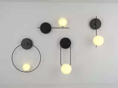 Wall lamps of various shapes  Free low-poly 3D model