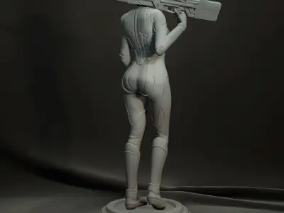 Sci fi Sniper GIrl 3D PRINT  3D print model