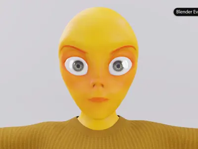 Cute Alien Female Character 3D model
