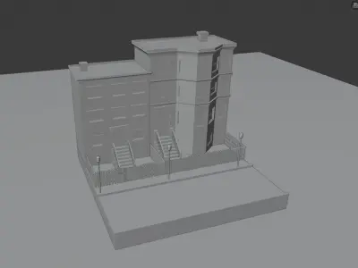 Isometric Building Low-poly 3D model