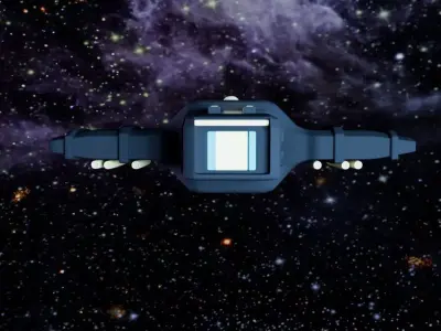 Starship G1 Sci-Fi Spaceship with Interior Command Room Low-poly 3D model