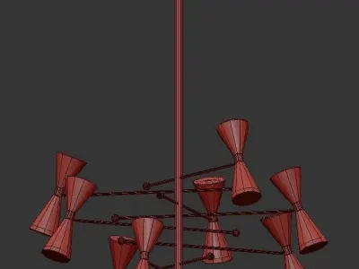 FLIPPER multi colored chandelier with gold accents 3D model