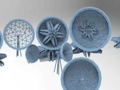 Alien Satellite Dish Base 9 models  3D model