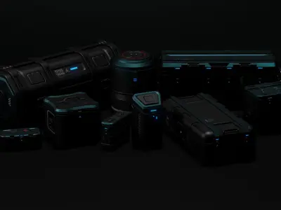 Sci-fi Military Crate pak Low-poly 3D model