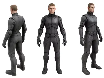 Sci Fi Armored Male Character  10 FBX Animations  Mixamo Rigged  Low-poly 3D model