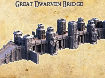 Great Dwarven Bridge Tabletop Terrain 28MM 3D print model