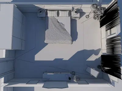 Home Bedroom Set wardrobe and furniture Low-poly 3D model