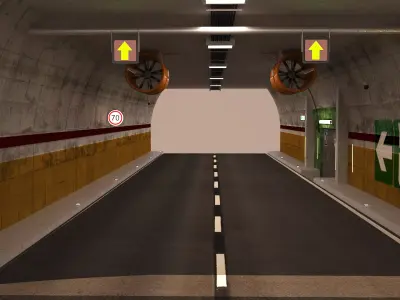 Road Tunnel Cutaway 3D model