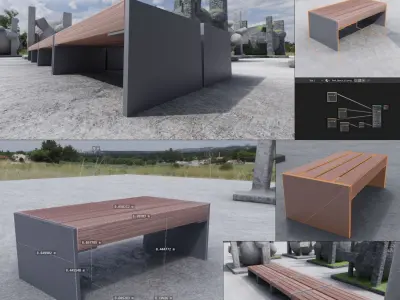 All Type 8 Park Benches 3D Model Pack