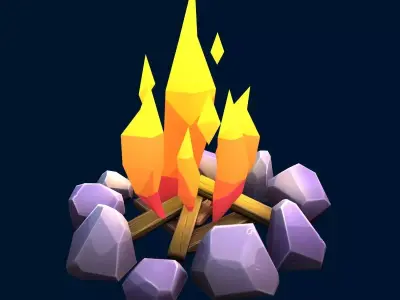 Stylized bonfire Low-poly 3D model