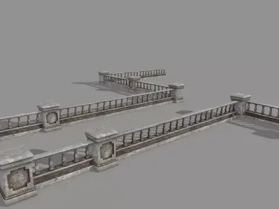 wall set pillars of pillars with shadows Low-poly 3D model